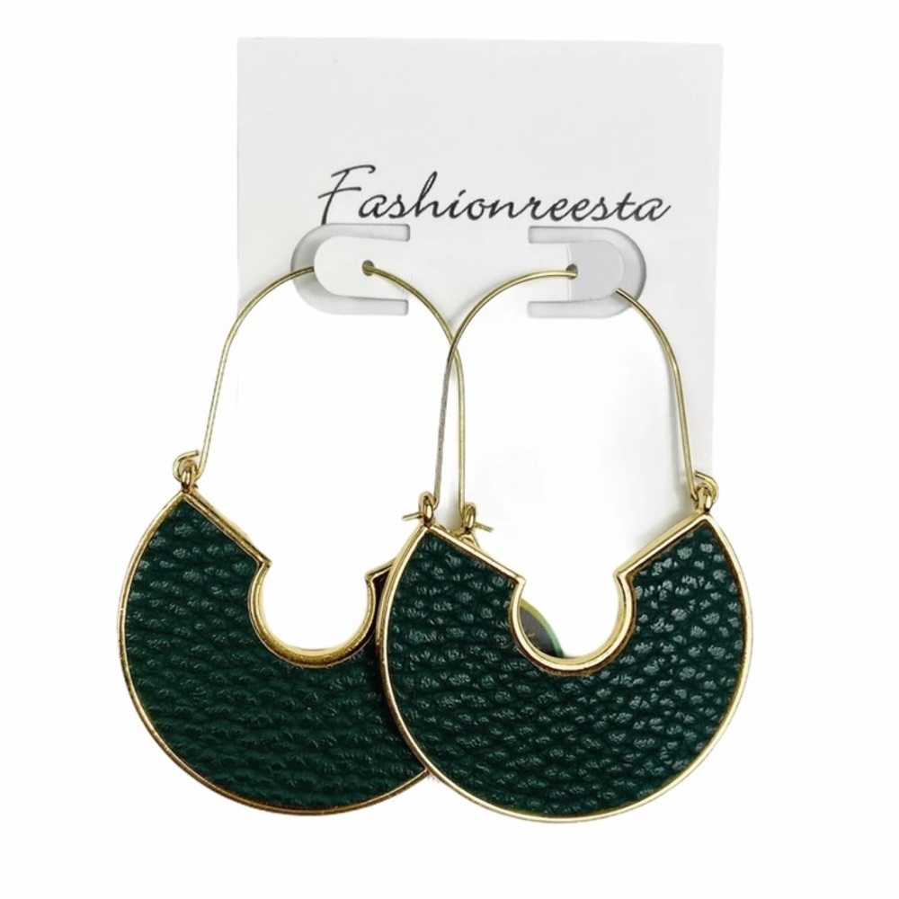 Leather “Nette” Earrings Green